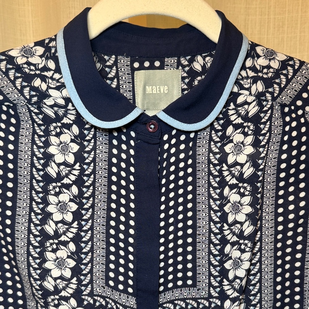 Maeve Navy and White Floral Blouse